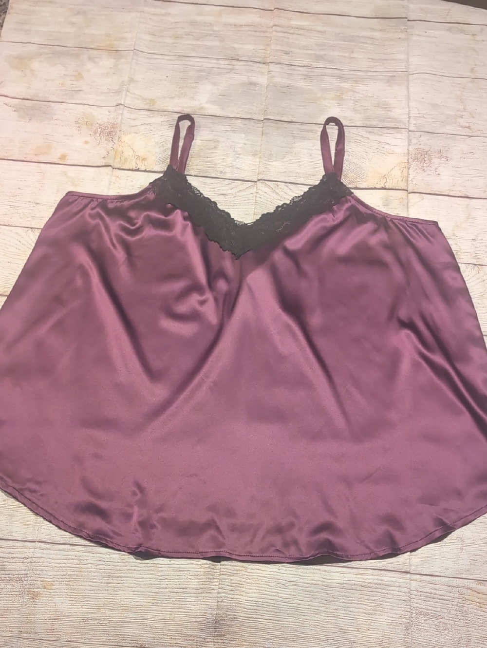 Torrid Sleep Women's Purple With Black Lace Santin Like Size 1/1X Cami